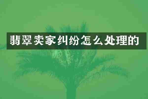 翡翠卖家纠纷怎么处理的