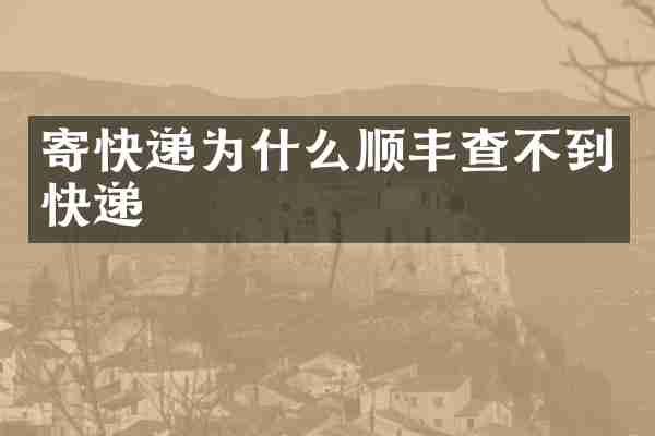 寄快递为什么顺丰查不到快递