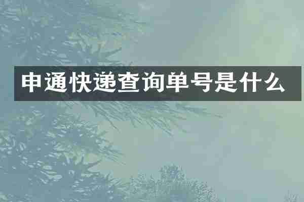 申通快递查询单号是什么
