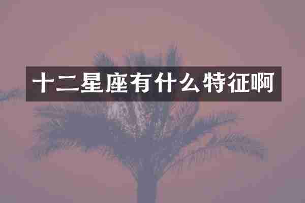 十二星座有什么特征啊