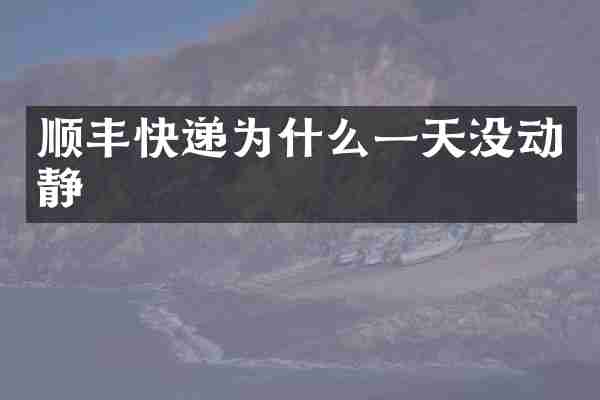 顺丰快递为什么一天没动静