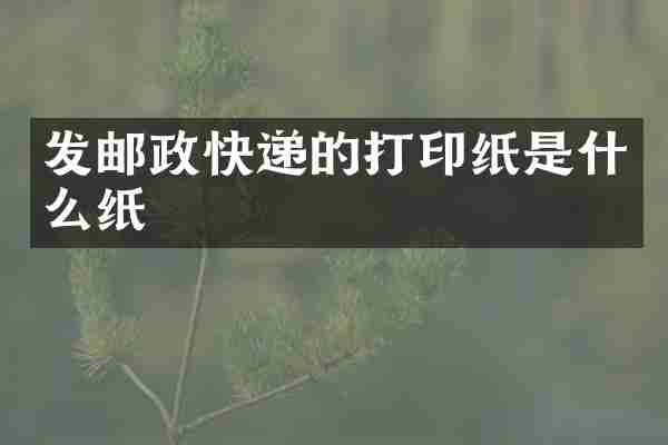 发邮政快递的打印纸是什么纸