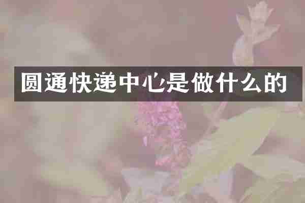 圆通快递中心是做什么的