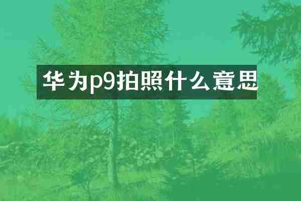 华为p9拍照什么意思