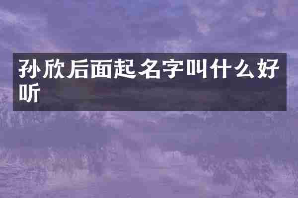 孙欣后面起名字叫什么好听
