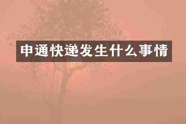 申通快递发生什么事情