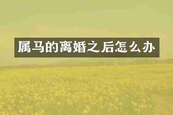 属马的离婚之后怎么办