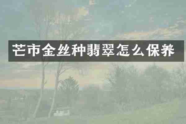 芒市金丝种翡翠怎么保养