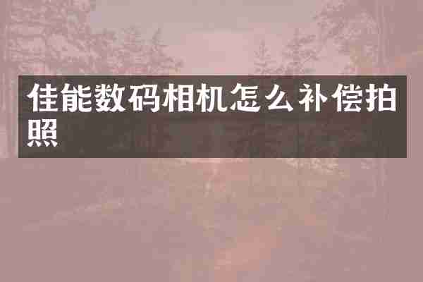 佳能数码相机怎么补偿拍照