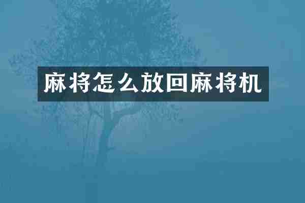 麻将怎么放回麻将机