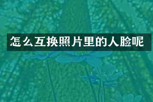 怎么互换照片里的人脸呢