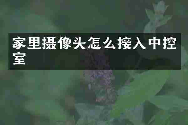 家里摄像头怎么接入中控室