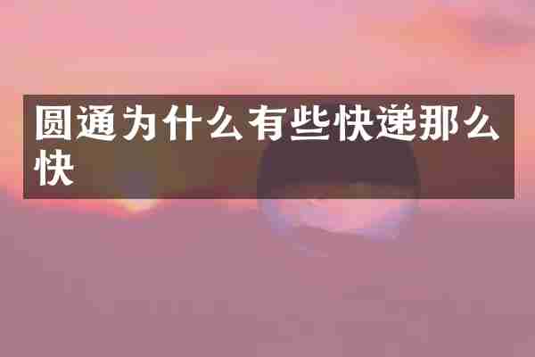 圆通为什么有些快递那么快