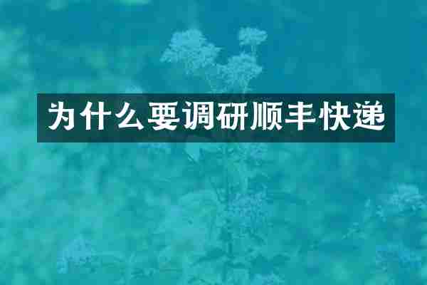 为什么要调研顺丰快递