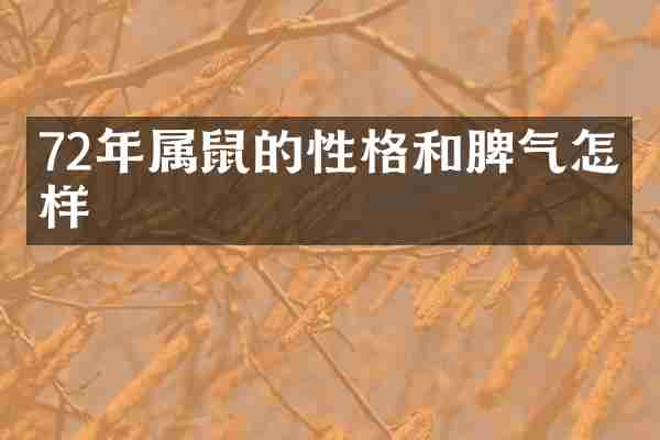 72年属鼠的性格和脾气怎么样