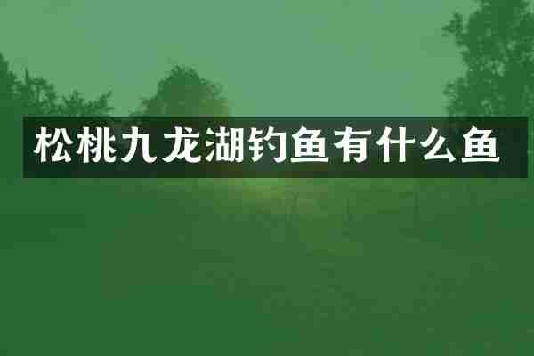 松桃九龙湖钓鱼有什么鱼