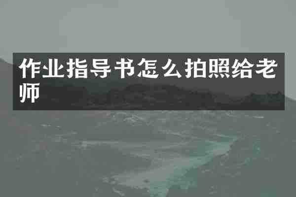 作业指导书怎么拍照给老师
