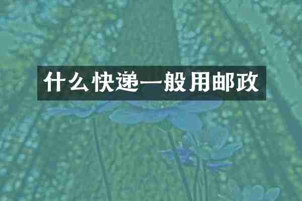 什么快递一般用邮政