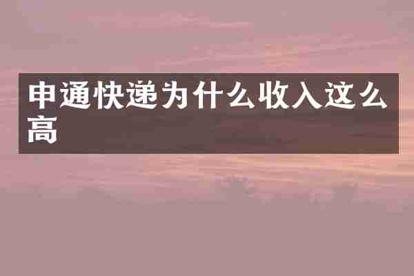 申通快递为什么收入这么高