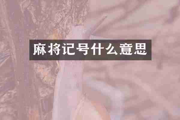 麻将记号什么意思