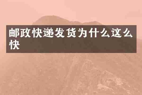 邮政快递发货为什么这么快