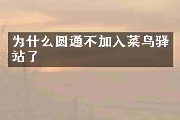 为什么圆通不加入菜鸟驿站了
