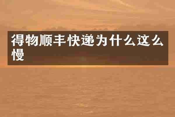 得物顺丰快递为什么这么慢