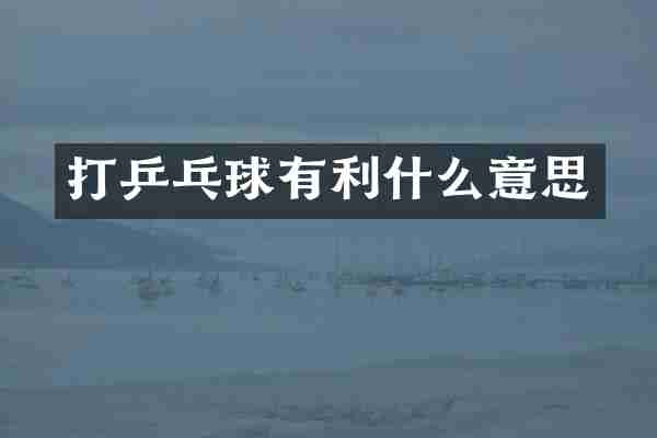 打乒乓球有利什么意思