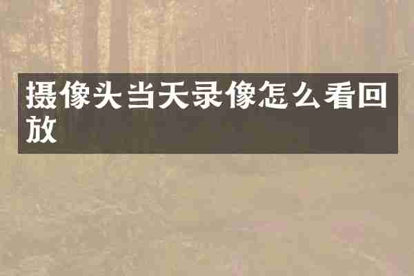 摄像头当天录像怎么看回放