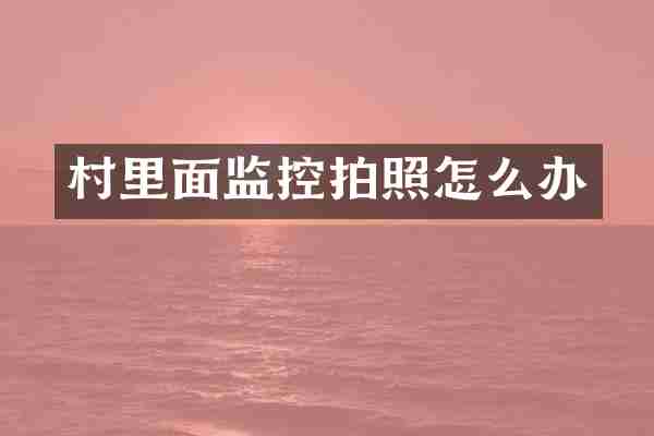 村里面监控拍照怎么办