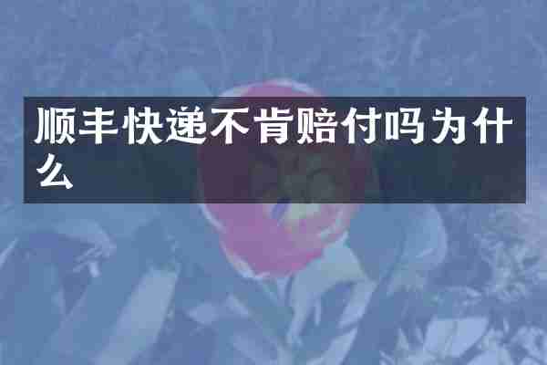 顺丰快递不肯赔付吗为什么