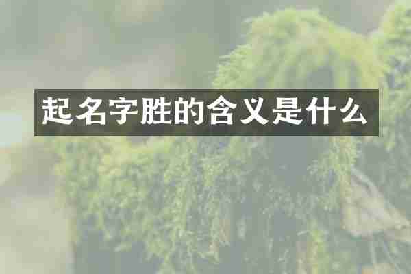 起名字胜的含义是什么