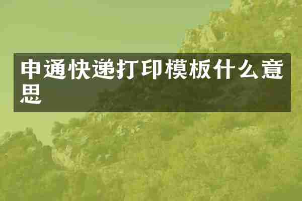 申通快递打印模板什么意思
