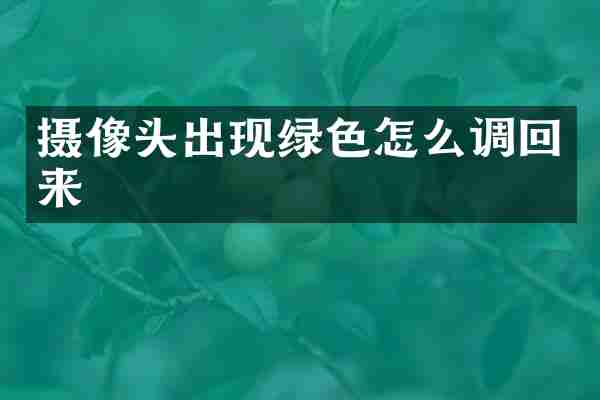 摄像头出现绿色怎么调回来