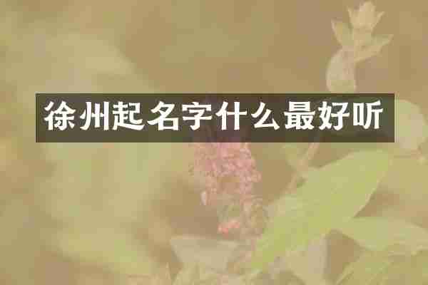 徐州起名字什么最好听