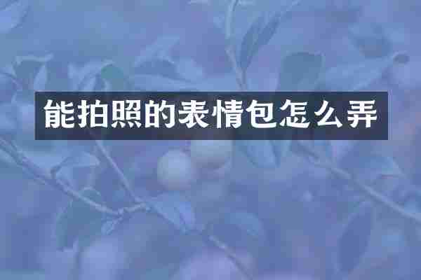能拍照的表情包怎么弄