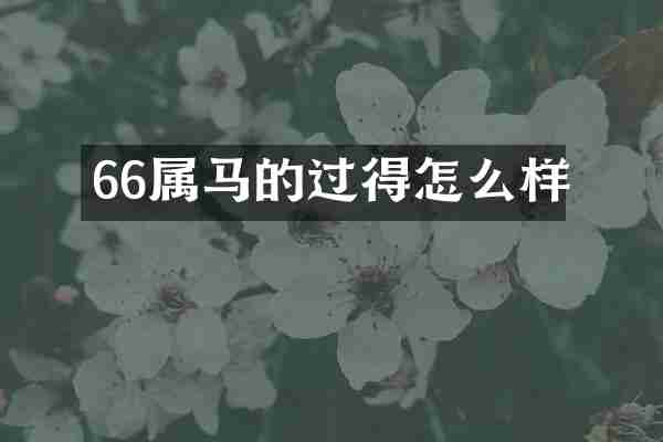 66属马的过得怎么样
