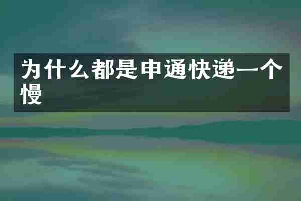 为什么都是申通快递一个慢