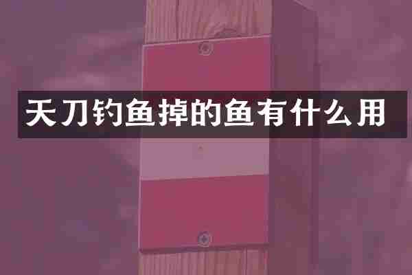 天刀钓鱼掉的鱼有什么用