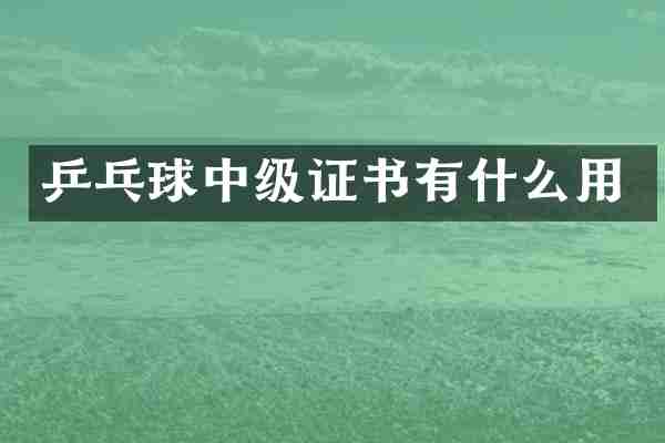 乒乓球中级证书有什么用