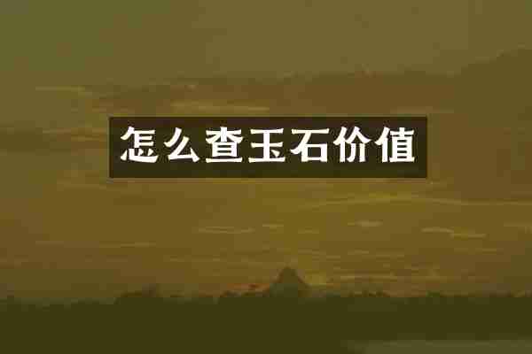 怎么查玉石价值