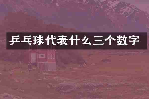 乒乓球代表什么三个数字