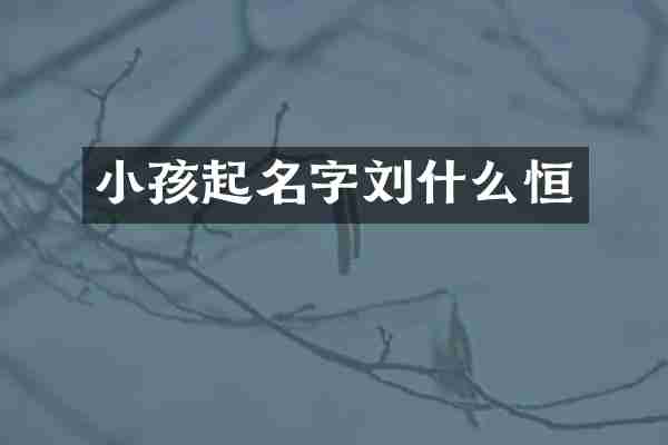 小孩起名字刘什么恒