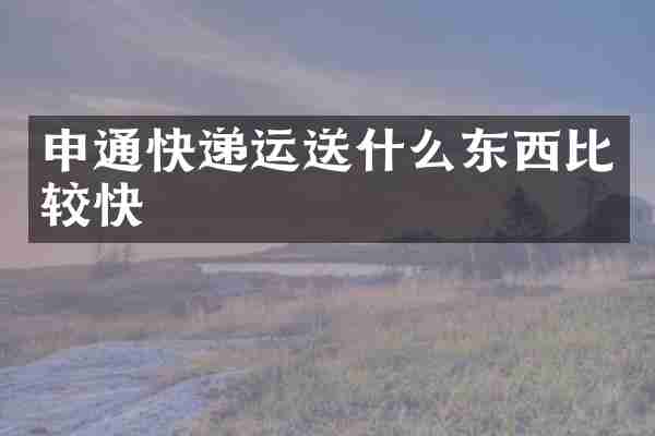 申通快递运送什么东西比较快