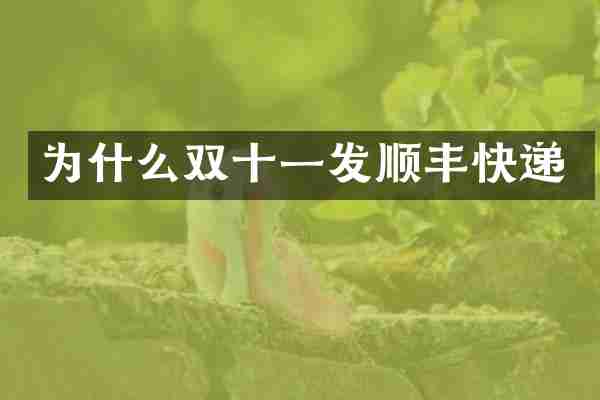 为什么双十一发顺丰快递