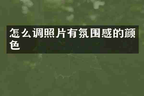怎么调照片有氛围感的颜色