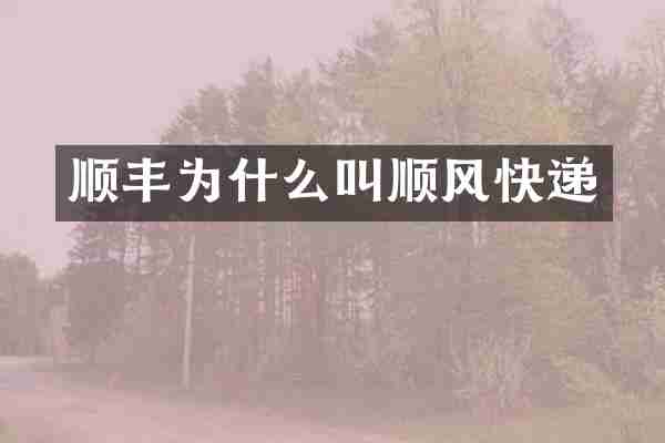 顺丰为什么叫顺风快递