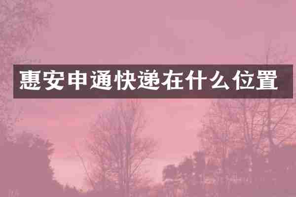 惠安申通快递在什么位置