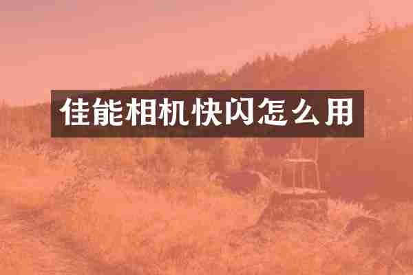 佳能相机快闪怎么用