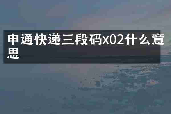 申通快递三段码x02什么意思
